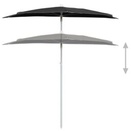 Berkfield Home Garden Half Parasol with Pole 180x90 cm Black - thumbnail 4