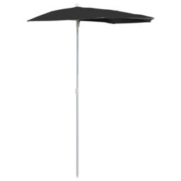 Berkfield Home Garden Half Parasol with Pole 180x90 cm Black - thumbnail 2