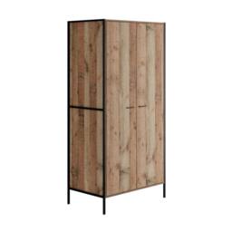 Wyld Haus Lucan Distressed Oak Effect 2 Door Wardrobe in Natural - thumbnail 3