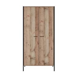 Wyld Haus Lucan Distressed Oak Effect 2 Door Wardrobe in Natural - thumbnail 2