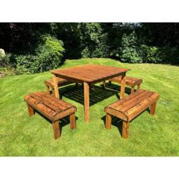 Charles Taylor Knights Eight Seater Garden Furniture Table Set - Fully Assembled in Light Brown - thumbnail 3