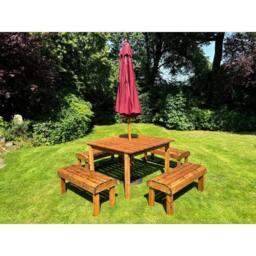 Charles Taylor Knights Eight Seater Garden Furniture Table Set - Fully Assembled in Light Brown - thumbnail 5