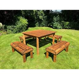 Charles Taylor Knights Eight Seater Garden Furniture Table Set - Fully Assembled in Light Brown - thumbnail 2