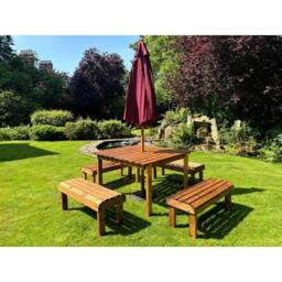 Charles Taylor Knights Eight Seater Garden Furniture Table Set - Fully Assembled in Light Brown - thumbnail 4