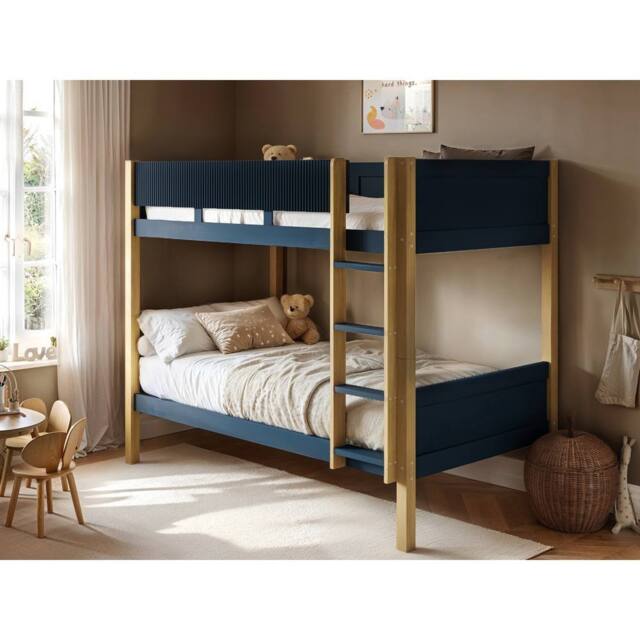 Flair Mateo Detachable Ribbed Bunk Bed in Navy - Size: Single - image 1