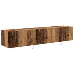 Berkfield Home TV Wall Cabinets with LED Lights 2 pcs Old Wood 80x35x31 cm in Brown - Size: 80 x 35 x 31 cm - thumbnail 5
