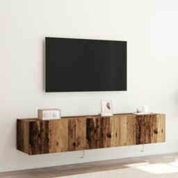 Berkfield Home TV Wall Cabinets with LED Lights 2 pcs Old Wood 80x35x31 cm in Brown - Size: 80 x 35 x 31 cm - thumbnail 1