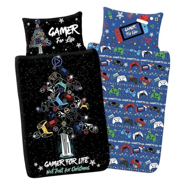 Floso Gamer For Life Christmas Reversible Duvet Set - Size: Single - image 1