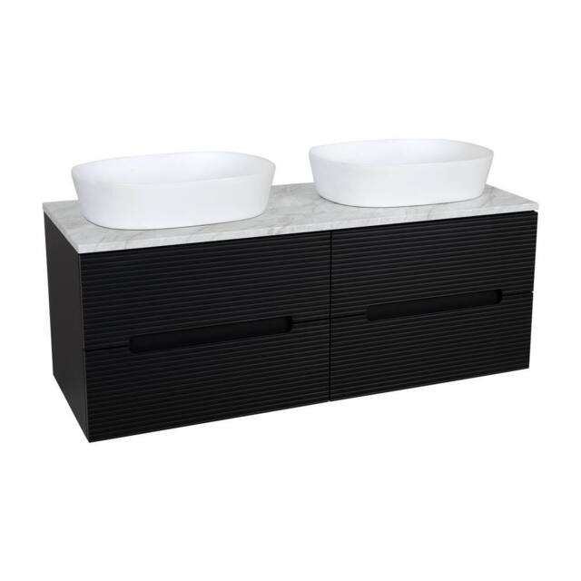 Bathroom Kingdom Monza Black & Grey Fluted Wall Hung Vanity Basin 1200mm - image 1