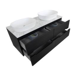 Bathroom Kingdom Monza Black & Grey Fluted Wall Hung Vanity Basin 1200mm - thumbnail 2