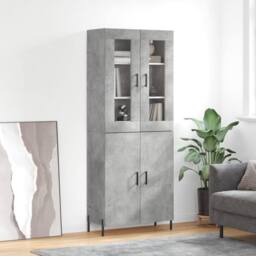 Berkfield Home Highboard Concrete Grey 69.5x34x180 cm Engineered Wood - thumbnail 2