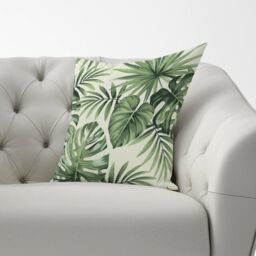 Warren Reed - Designer Exotic Palm Leaves Cushions in Green - Size: 60 cm x 60 cm - thumbnail 2