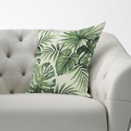 Warren Reed - Designer Exotic Palm Leaves Cushions in Green - Size: 60 cm x 60 cm - thumbnail 3