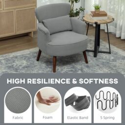 HOMCOM Armchair with Padded Seat & Backrest for Living Room, Light Grey - thumbnail 4