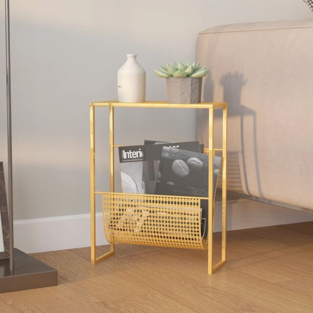 Berkfield Home Magazine Rack Gold 35x15x45 cm Steel - Size: 35 x 15 x 45 cm - image 1