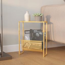 Berkfield Home Magazine Rack Gold 35x15x45 cm Steel - Size: 35 x 15 x 45 cm
