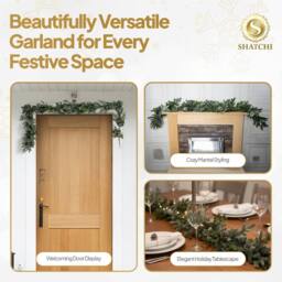 Shatchi 180cm Cypress Pine Garland Realistic Pine Cone Christmas Decor in Green - Size: 180 cm - thumbnail 8