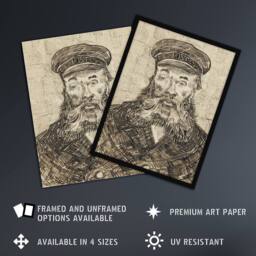 "Artery8 Sketch Portrait Joseph Roulin Van Gogh Vintage Wall Art Print Poster in Beige - Size: W12"" x H16""" - thumbnail 2