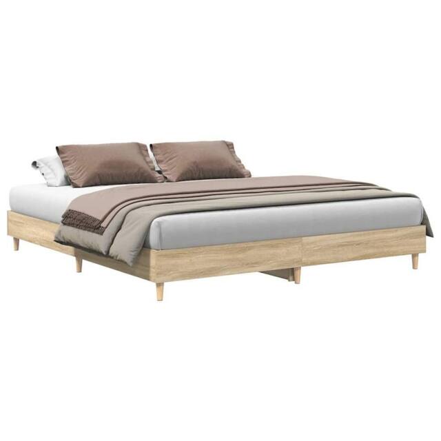 Berkfield Home Bed Frame without Mattress Sonoma Oak 160x200cm Engineered Wood in Brown - Size: 160x200 cm - image 1
