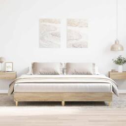 Berkfield Home Bed Frame without Mattress Sonoma Oak 160x200cm Engineered Wood in Brown - Size: 160x200 cm - thumbnail 2