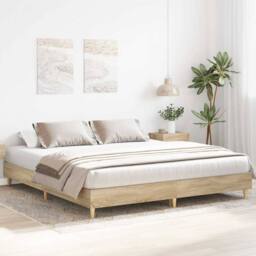 Berkfield Home Bed Frame without Mattress Sonoma Oak 160x200cm Engineered Wood in Brown - Size: 160x200 cm - thumbnail 3
