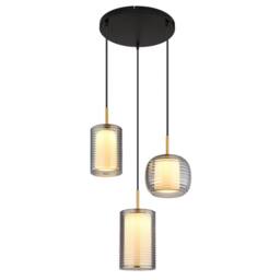 Netlighting Lampigna Cluster Pendant Matt Black Opal Glass Shade 3x LED 3000K - thumbnail 1