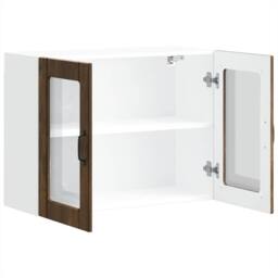 Berkfield Home Kitchen Wall Cabinet with Glass Door Lucca Smoked Oak Engineered Wood in Brown - thumbnail 7