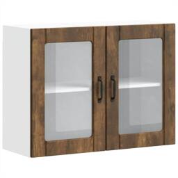 Berkfield Home Kitchen Wall Cabinet with Glass Door Lucca Smoked Oak Engineered Wood in Brown - thumbnail 3