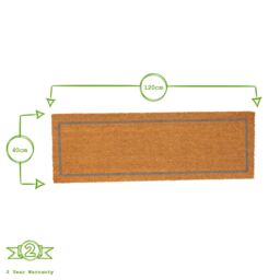 Nicola Spring Coir Door Mats - 120 x 40cm - Grey Inset - Set of 2 in Brown - Size: 40 cm x 120 cm - thumbnail 3