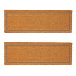 Nicola Spring Coir Door Mats - 120 x 40cm - Grey Inset - Set of 2 in Brown - Size: 40 cm x 120 cm - thumbnail 1