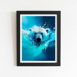 "Warren Reed - Designer Polar Bear Face Splashart Framed Art Print in Black - Size: W24"" x H36""" - thumbnail 1