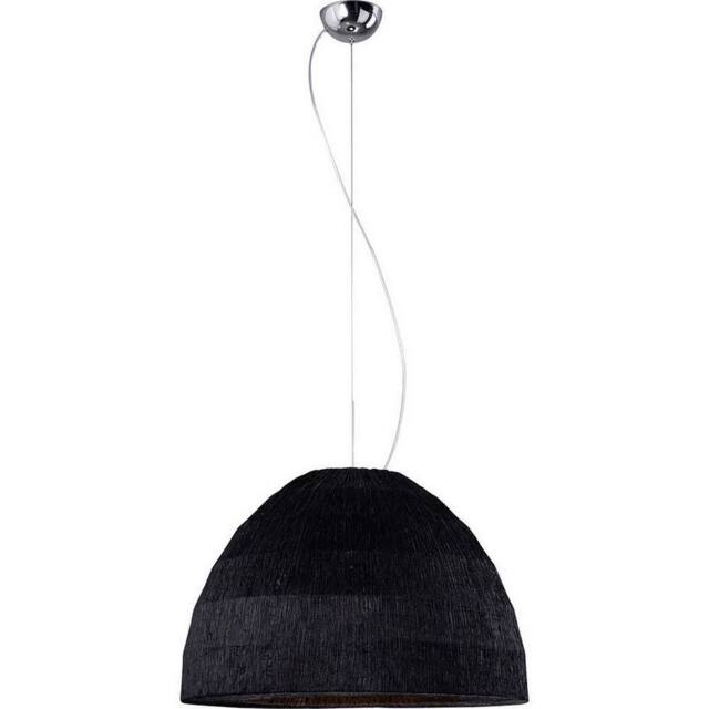 Netlighting Domo Pendant 3 Light E27 Polished ChromeBlack Fabric Shade in Black - image 1