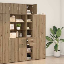Berkfield Home Slim Storage Cabinet Artisan Oak 30x42.5x225 cm Engineered Wood in Brown - thumbnail 4