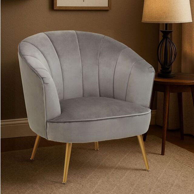 Orsina Modern Yolanda Velvet Chair, Exquisite & Cozy Desk Chair Velvet, Easy to Clean Velvet Accent Chair in Grey - image 1
