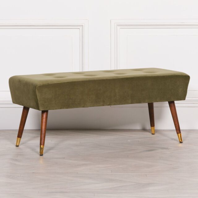 Glasstone Olive Green Buttoned Ottoman Stool in Dark Olive - image 1