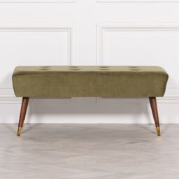 Glasstone Olive Green Buttoned Ottoman Stool in Dark Olive - thumbnail 2