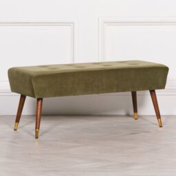Glasstone Olive Green Buttoned Ottoman Stool in Dark Olive - thumbnail 1