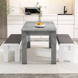 Kelvenix Modern Dining Table 116x65cm Wood Rectangle Table in Grey - Size: 0.6m2 - thumbnail 6