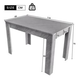 Kelvenix Modern Dining Table 116x65cm Wood Rectangle Table in Grey - Size: 0.6m2 - thumbnail 2