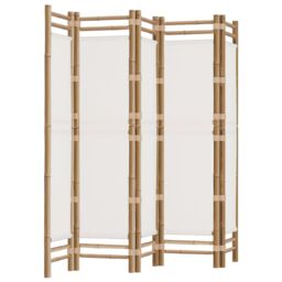 Berkfield Home Folding 5-Panel Room Divider 200 cm Bamboo & Canvas in Beige - thumbnail 2