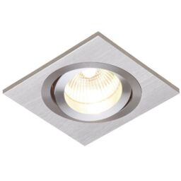 Loops SINGLE Adjustable Tilt Slim Square Ceiling Spotlight Brushed Silver GU10 Lamp in Metallics - thumbnail 1