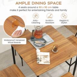 Gymax 5 PCS Industrial Dining Table Set Counter Height Table 4 Bar Stools in Light Brown - thumbnail 8