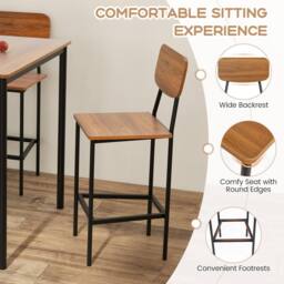 Gymax 5 PCS Industrial Dining Table Set Counter Height Table 4 Bar Stools in Light Brown - thumbnail 6