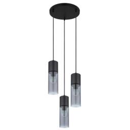 Netlighting Annika Cluster Pendant Matt Black Smoke Glass Shade 3x E27 - thumbnail 2