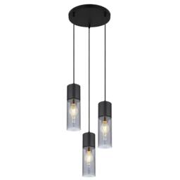 Netlighting Annika Cluster Pendant Matt Black Smoke Glass Shade 3x E27 - thumbnail 1