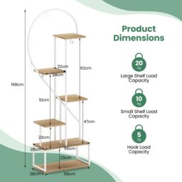 Gymax 2 Pack 6-Tier Metal Plant Stand Heart-Shape Ladder Plant Shelves in Light Khaki - thumbnail 2