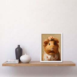 Artery8 Wall Art Print Cute Dressed Up Guinea Pig Girls Bedroom Artwork Framed A4 in White - thumbnail 2