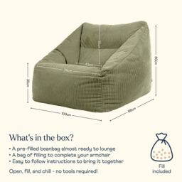 icon Natalia Jumbo Corduroy Bean Bag Armchair in Green - thumbnail 7