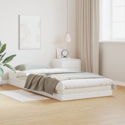 Berkfield Home Floor Bed Frame White 90x210 cm Solid Wood Pine - thumbnail 1