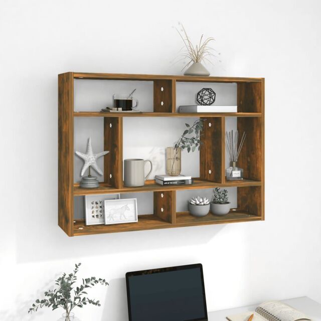 Berkfield Home Wall Shelf Smoked Oak 75x16x55 cm Engineered Wood in Brown - Size: 75 x 16 x 55 cm - image 1
